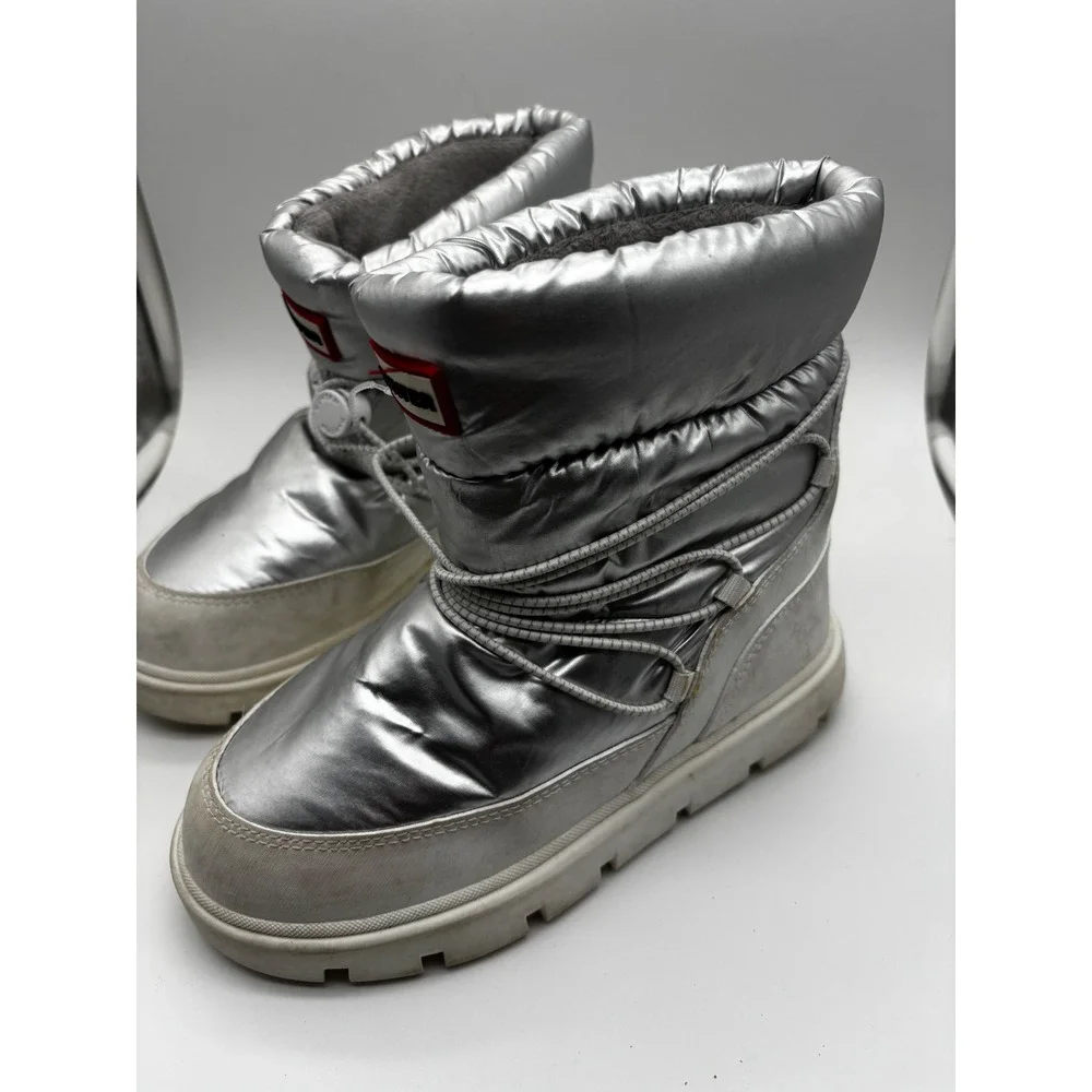 Hunter Intrepid Snow Boots Kids US 13 Silver Metallic Puffer HJCOZY2